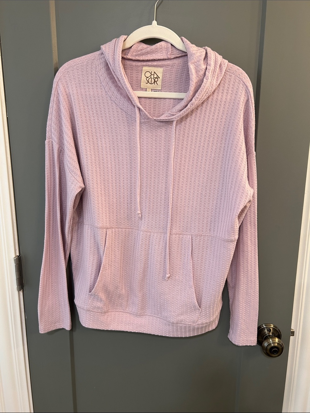 Chaser Lavender Waffle-Knit Hoodie with Kangaroo Pocket stitch fix size medium